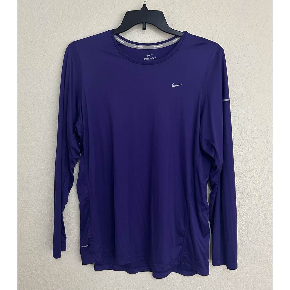 Nike Dri-FIT Women 2X Plus Running Top Purple Long Sleeve Lightweight